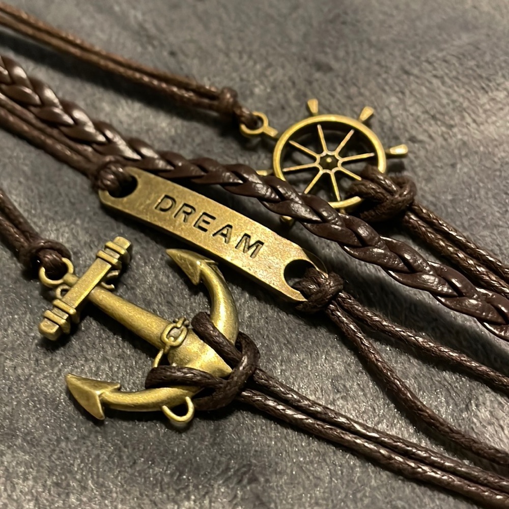 Seafarer Nautical Unisex Navy Sailor Bracelet Helm Anchor Inspirational Bracelet